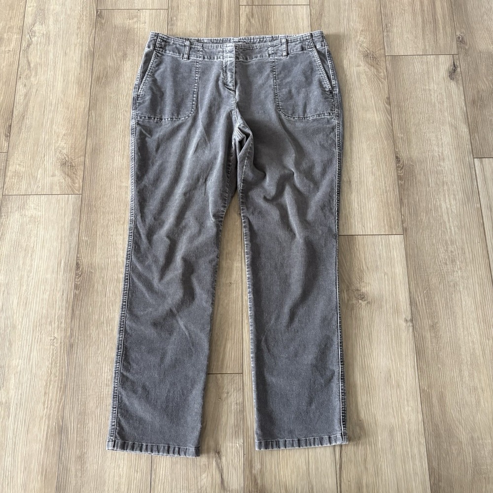 J Jill Pants‎ Womens 14P Gray Corduroy Stretch Straight Leg 5-Pocket Zip Fly